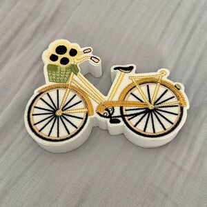 (Bundle 3 for $15) Yellow Bicycle Embroidered Patch Shelf Decor